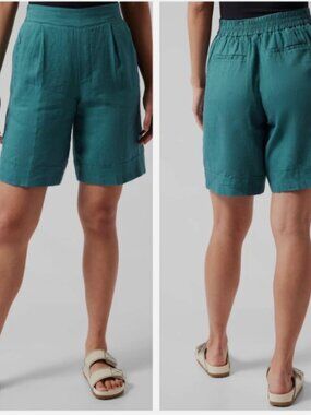 Athleta Playa Linen Bermuda Shorts | Borealis Green | NWT | 16